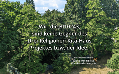 Für Baum- & Artenschutz – nicht gegen die Drei-Religionen-Kita-Haus – Idee